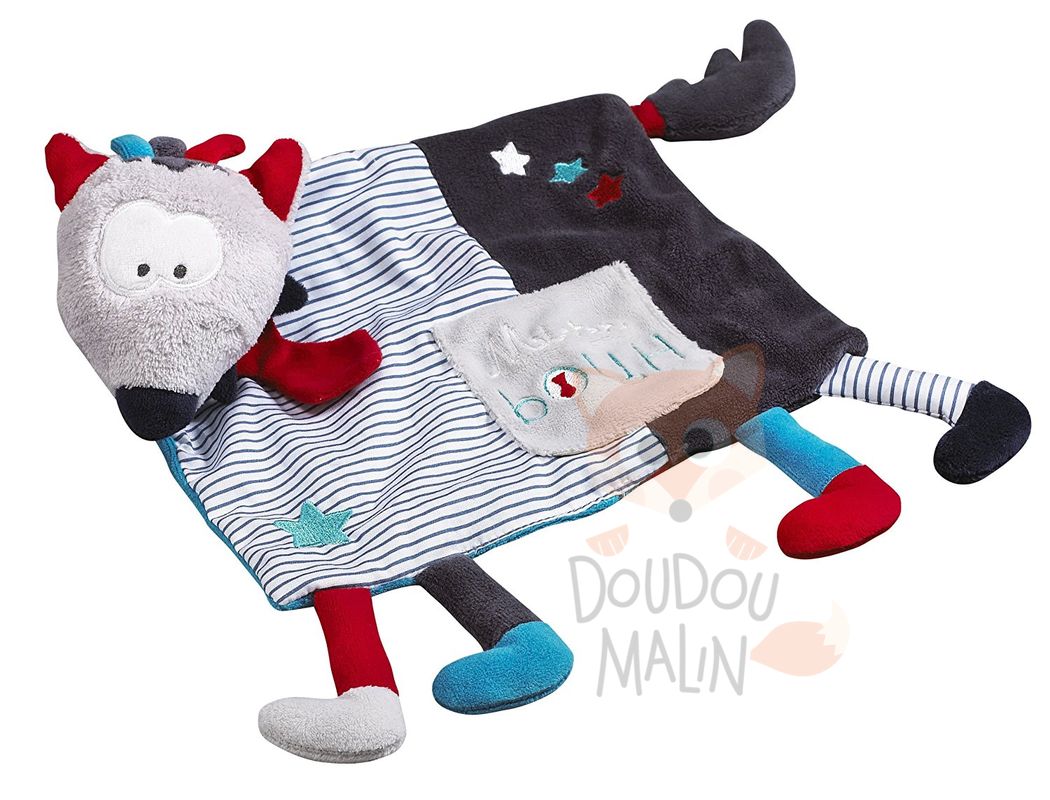 mister bouh baby comforter wolf grey blue red 